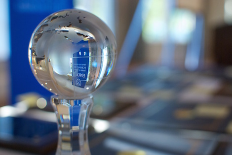 A glass globe award