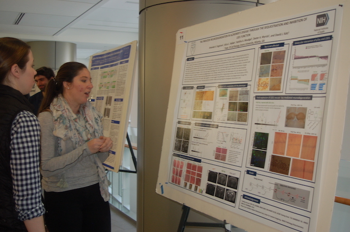 Student presenting poster