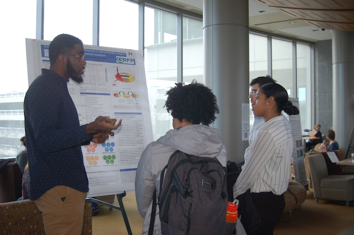 Student presenting poster